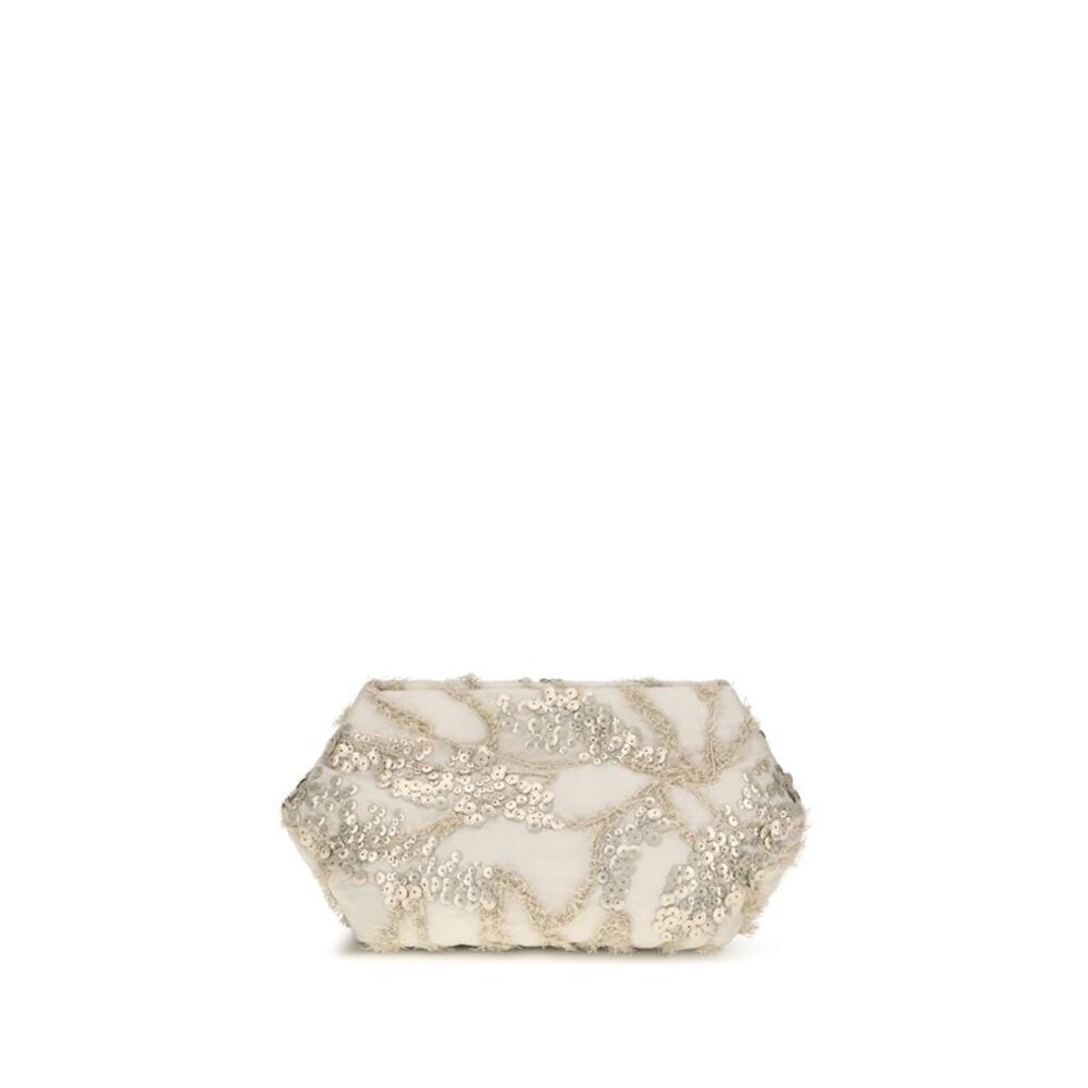 Brunello Cucinelli Women Embroidered Silk Organza Clutch